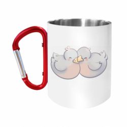 Кружка с ручкой "карабин" уточки милуются - FATLINE Кружка с ручкой "карабин" уточки милуются