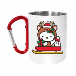 Кружка с ручкой "карабин" Китти на санках - FATLINE Кружка с ручкой "карабин" Китти на санках