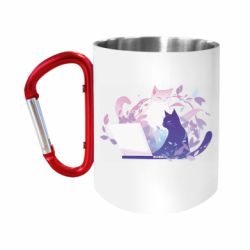 Кружка с ручкой "карабин" Котики и ноутбук - FATLINE Кружка с ручкой "карабин" Котики и ноутбук