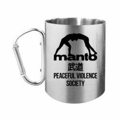 Кружка з ручкою "карабін" Peaceful violence society - FATLINE Кружка з ручкою "карабін" Peaceful violence society