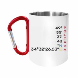 Кружка с ручкой "карабин" Полтава Координаты - FATLINE Кружка с ручкой "карабин" Полтава Координаты