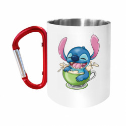 Кружка з ручкою "карабін" Стіч у каві - FATLINE Кружка з ручкою "карабін" Стіч у каві