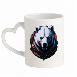 Кружка с ручкой в виде сердца Яростный белый медведь