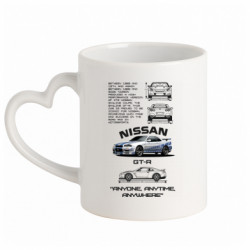 Кружка с ручкой в виде сердца Nissan GT-R34 - FATLINE Кружка с ручкой в виде сердца Nissan GT-R34