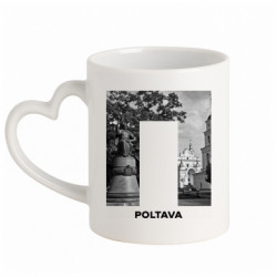 Кружка с ручкой в виде сердца Poltava Black & White - FATLINE Кружка с ручкой в виде сердца Poltava Black & White