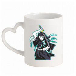 Кружка с ручкой в виде сердца Столп Тумана Муичиро Токито