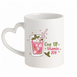Кружка с ручкой в виде сердца Розовый гуава витаминный коктейль - FATLINE Кружка с ручкой в виде сердца Розовый гуава витаминный коктейль