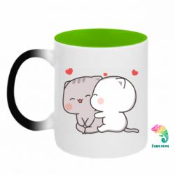 Кружка-хамелеон двухцветная Peach and Goma Cutie Cats - FATLINE Кружка-хамелеон двухцветная Peach and Goma Cutie Cats