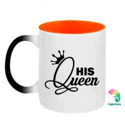 Кружка-хамелеон двухцветная His Queen з короною - FATLINE Кружка-хамелеон двухцветная His Queen з короною