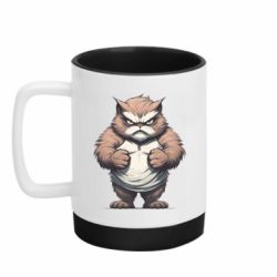 Кружка цветная с силиконовым дном 320ml Злой кот в изношеной майке-алкоголичке - FATLINE Кружка цветная с силиконовым дном 320ml Злой кот в изношеной майке-алкоголичке