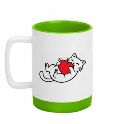 Кухоль з силіконовим дном Кошеня грається сердечком