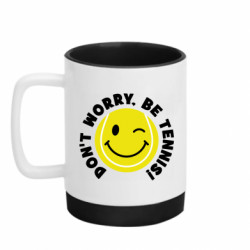 Кружка с силиконовым дном Счастливый теннисный мячик - FATLINE Кружка с силиконовым дном Счастливый теннисный мячик