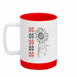 Кружка с силиконовым дном Подсолнухи, вышивка - FATLINE Кружка с силиконовым дном Подсолнухи, вышивка