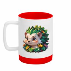 Кружка с силиконовым дном Зеленый ёжик в суккулентах - FATLINE Кружка с силиконовым дном Зеленый ёжик в суккулентах