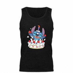 Мужская майка Стич с праздничным тортом - FATLINE Мужская майка Стич с праздничным тортом