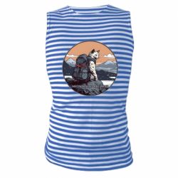 Майка-тельняшка Кот в горах Mountains are mine - FATLINE Майка-тельняшка Кот в горах Mountains are mine