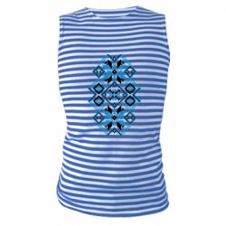 Майка-тельняшка Украинский узор голубой - FATLINE Майка-тельняшка Украинский узор голубой