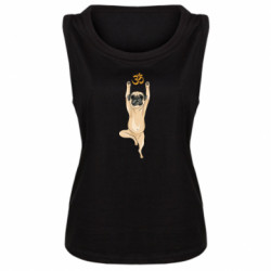 Женская майка йога мопс в позе дерева - FATLINE Женская майка йога мопс в позе дерева