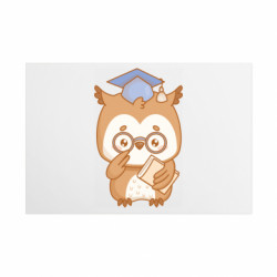 Металлическая табличка Сова выпускник в очках в с книгой - FATLINE Металлическая табличка Сова выпускник в очках в с книгой
