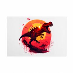 Металлическая табличка Тиранозавр на фоне солнца - FATLINE Металлическая табличка Тиранозавр на фоне солнца