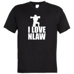 Мужская футболка  с V-образным вырезом I love nlaw