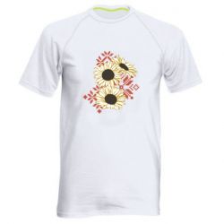 Мужская спортивная футболка Подсолнухи с вышивкой - FATLINE Мужская спортивная футболка Подсолнухи с вышивкой