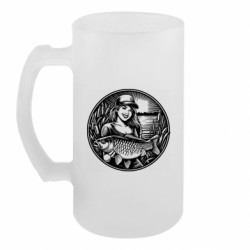 Пивной бокал Девушка рыболов с карпом - FATLINE Пивной бокал Девушка рыболов с карпом