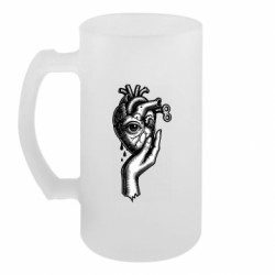 Пивной бокал ладонь с анатомическим сердцем - FATLINE Пивной бокал ладонь с анатомическим сердцем