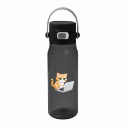 Пляшка для води Fresh Руда кішка працює за ноутбуком - FATLINE Пляшка для води Fresh Руда кішка працює за ноутбуком