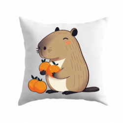 Подушка габардин Капибара радуется апельсинам - FATLINE Подушка габардин Капибара радуется апельсинам
