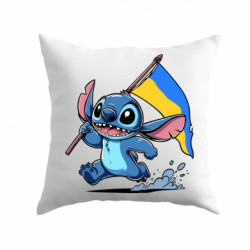 Подушка габардин Стич с украинским флагом - FATLINE Подушка габардин Стич с украинским флагом