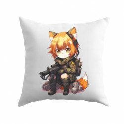 Подушка плюш Девочка лисичка военная