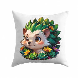 Подушка габардин Зеленый ёжик в суккулентах - FATLINE Подушка габардин Зеленый ёжик в суккулентах
