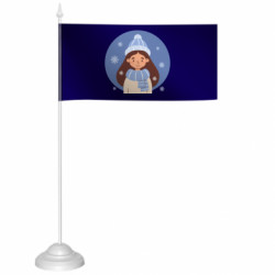Прапорець настільний Зимова дівчинка зі сніжинками - FATLINE Прапорець настільний Зимова дівчинка зі сніжинками