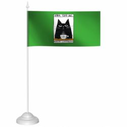 Флажок настольный Чёрный кот с чашкой кофе - FATLINE Флажок настольный Чёрный кот с чашкой кофе