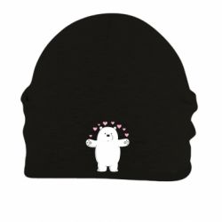 Шапка на флісі Білий ведмідь з серцями - FATLINE Шапка на флісі Білий ведмідь з серцями