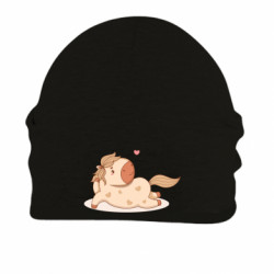 Шапка на флисе Игривая лежащая лошадка - FATLINE Шапка на флисе Игривая лежащая лошадка