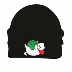 Шапка на флисе Котик с гирляндой - FATLINE Шапка на флисе Котик с гирляндой