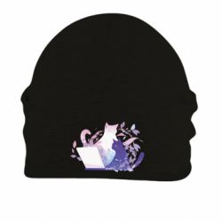 Шапка на флісі Котики та ноутбук - FATLINE Шапка на флісі Котики та ноутбук