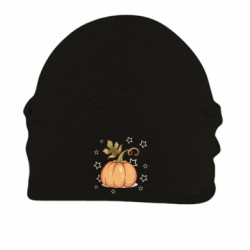 Шапка на флисе Красивая оранжевая тыква с листьями - FATLINE Шапка на флисе Красивая оранжевая тыква с листьями