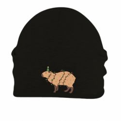 Шапка на флісі Новорічна капібара в гірлянді - FATLINE Шапка на флісі Новорічна капібара в гірлянді