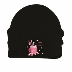 Шапка на флісі Різдвяна чашка гарячого какао з маршмеллоу - FATLINE Шапка на флісі Різдвяна чашка гарячого какао з маршмеллоу