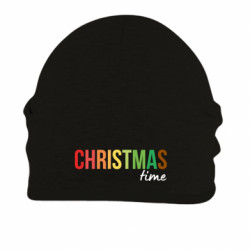 Шапка на флисе Разноцветная надпись "Christmas time" - FATLINE Шапка на флисе Разноцветная надпись "Christmas time"