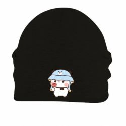 Шапка на флісі Ведмедик з квіточкою - FATLINE Шапка на флісі Ведмедик з квіточкою