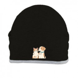 Шапка Собака обнимает кота - FATLINE Шапка Собака обнимает кота