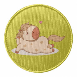 Шеврон круглый Игривая лежащая лошадка - FATLINE Шеврон круглый Игривая лежащая лошадка