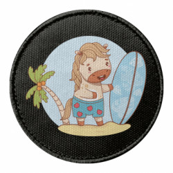 Шеврон круглый Лошадка на отдыхе с серфингом - FATLINE Шеврон круглый Лошадка на отдыхе с серфингом