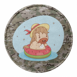 Шеврон круглый Лошадка плавает на круге арбузе - FATLINE Шеврон круглый Лошадка плавает на круге арбузе