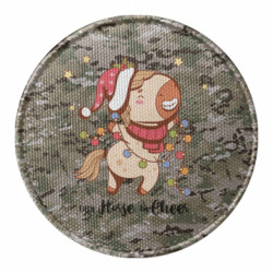 Шеврон круглый Радостный Рожественский пони с гирляндой - FATLINE Шеврон круглый Радостный Рожественский пони с гирляндой