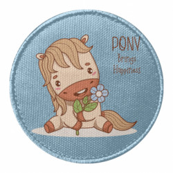 Шеврон круглый Счастливый пони с цветком - FATLINE Шеврон круглый Счастливый пони с цветком